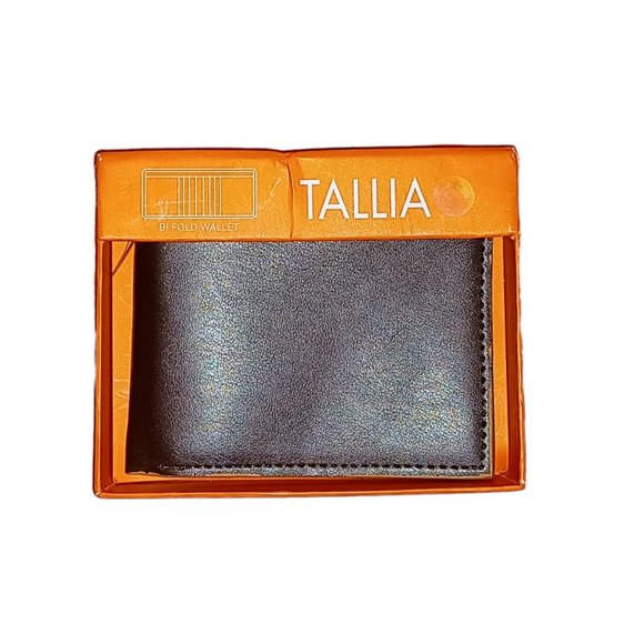 Tallia Bi Fold Wallet With Multicolor Edges Brown Leather